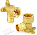 GASHER 2Pcs No Lead Brass Pex Drop Ear Elbow, PEX 3/4" x 1/2" NPT Female Threaded Adapter Crimp Fitting for Hot or Cold Water Systems