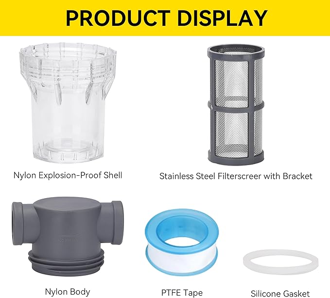 3/4'' Female NPT in-Line Strainer - Garden Hose Filter for High Pressure Washer, Sediment Filter with 30 Mesh Stainless Steel Screen (3/4'' 30 Mesh)