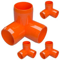 FORMUFIT 1-1/4" 3-Way Elbow Furniture Grade PVC Fitting in Orange, Made in USA, UV-Resistant, Impact-Proof, 1.660" Actual Socket Diameter (Pack of 4)