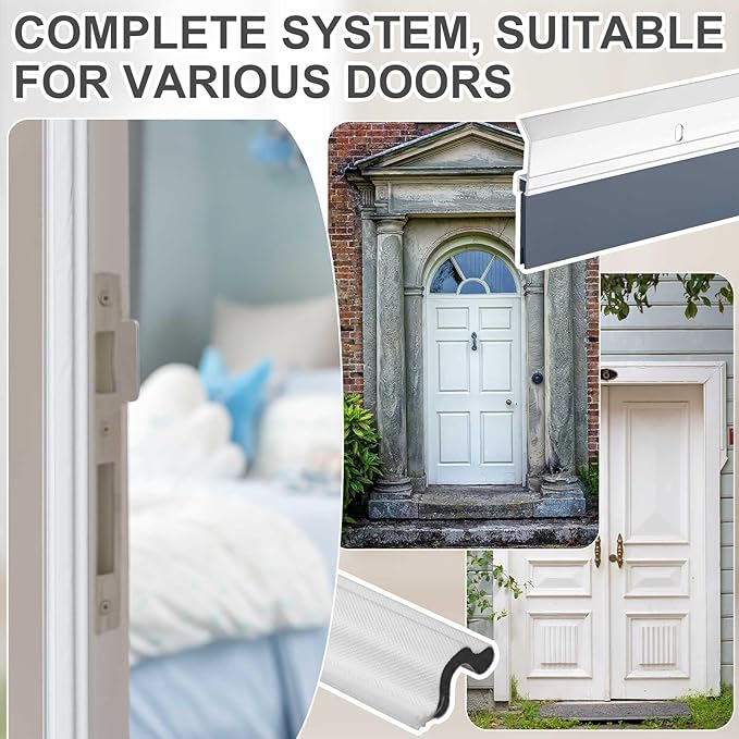 Door Weatherproofing Kit Includes 1 Pcs 36 Inch Double-Layer Metal Door Draft Stopper, 1 Pcs 39 ft Weather Stripping Seal, and 8 Corner Seal