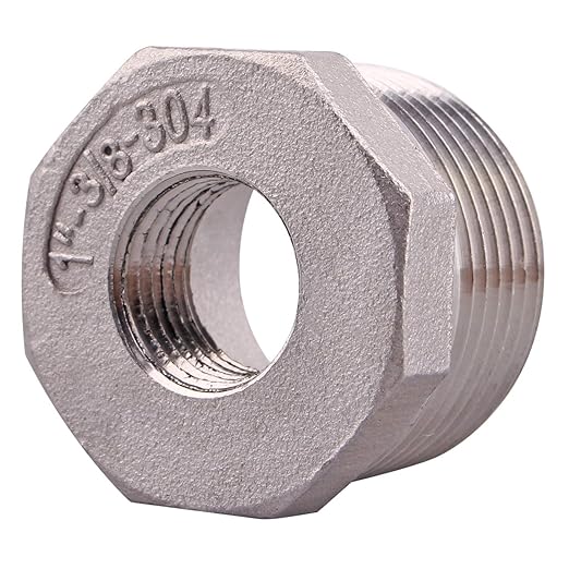 Reducer Hex Bushing 1" NPT Male 3/8" NPT Female Stainless Steel Reducing Flush Adapter Cast Pipe Fitting
