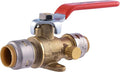 SharkBite Max 1/2 Inch Ball Valve with Drain Vent and Mounting Tab, Push to Connect Brass Plumbing Fitting, PEX Pipe, Copper, CPVC, PE-RT, HDPE, UR24615A