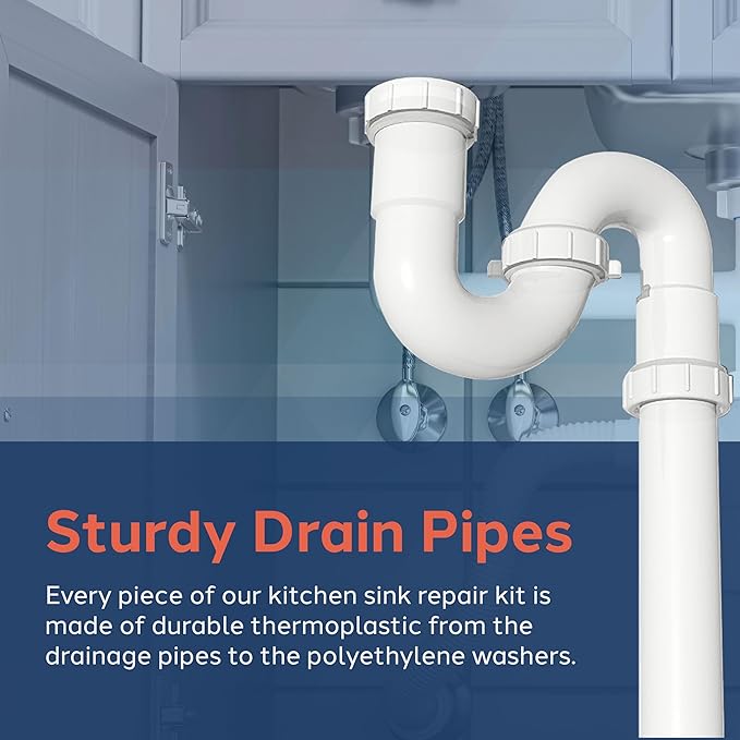 Waxman PlumbCraft 15-Piece Complete Bathroom Sink Drain Repair Kit 7027110N, Various Bathroom Sink Drain Pipes for Repairs to Problem Areas, Bathroom Sink Drain Assembly for Multiple Sink Pipe Options