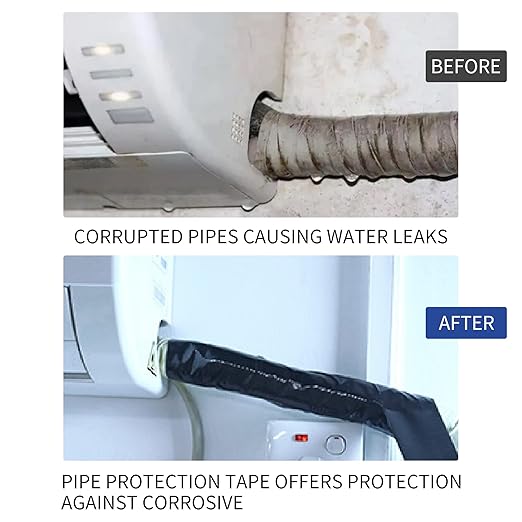 TAPEBEAR Corrosion Protection Pipe Tape, Wrap Pipe Tape for Drain Pipe, Metal Electrical Outdoor Underground Pipe, Waterproof PVC Black Tape, Duct Anti-Corrosion and Protection, 2Inch X 33Yard