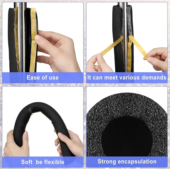 12 Pack Pipe Insulation Foam Tube,2.13 Inch x 1.31 ft,for Hot and Cold Water Pipes,Pre Slit Self Adhesive Foam Pipe Covers,15.75 Feet Total