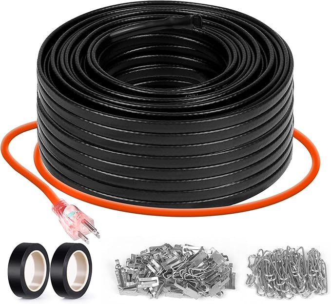 99.5FT(3FT~200FT) Heat Tape for Water Pipes, -40°F Deicing Heating Cable, Freeze Protected Water Pipe Heating Cable, Heated Water Hose, Plumbing Fixtures, 120V 5W/ft Plumbing Fixtures