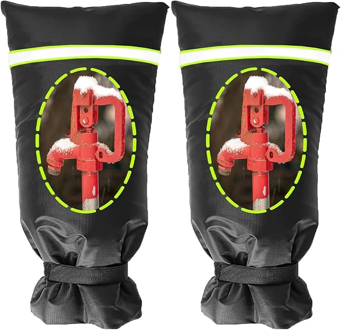 2 Pack Outdoor Faucet Covers for Winter, 18" W x 43" H Outside Yard Hydrant Protector Socks Winter, Insulated Hose Bib Protector Cover, Spigot Pipe Cover Freeze Protection Black