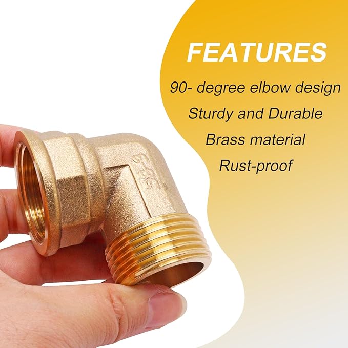 2pcs Brass Pipe Fitting 90 Degree Elbow 1" NPT Male to 1" NPT Female Pipe Fittings
