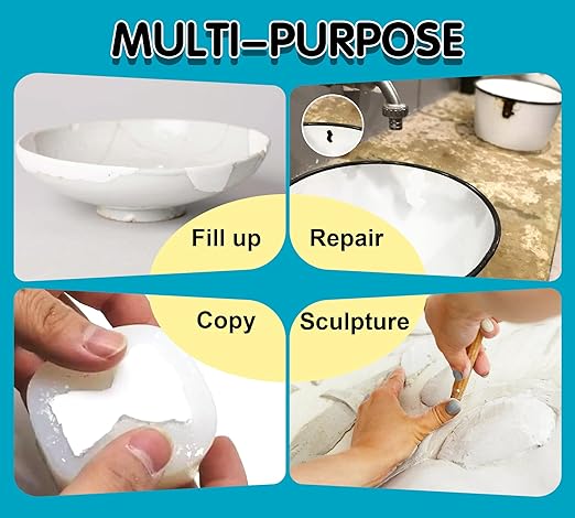 Epoxy Putty, 12oz/340g Fast Repair Plumbers Putty, High Strength AB Epoxy Puttys Fix Leaks, Cracks and Fill Holes, 2 Part Sculpt Clay for Bonding Metal, Wood, Tile, Ceramics (Grey)