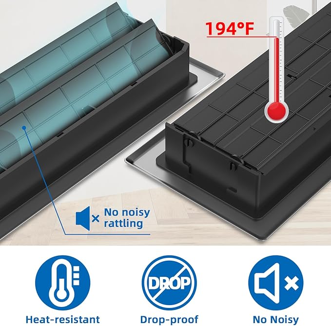 Floor Register 4x10 Inches - 3 Pack Heavy Duty Walkable Steel Floor Vents Easy Adjust Air Supply Lever Decorative Floor Vent Covers for Home Floor/Room/Sidewalk
