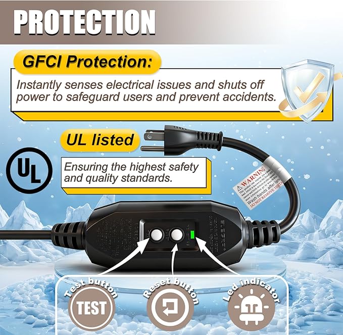 in Pipe Heating Cable Prevents Pipes from Freezing, Internal Self-regulating Heat Trace Cable for Safe Drinking Water, 120V 20FT