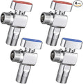SUBMARINE 4-Pack 1/4 Turn Brass Angle Stop Valve Body & Core Control Hot and Cold Water without Leakage, 1/2'' Inlet and 1/2'' Outlet Caliber with 3/8'' Adapter for Kitchen and Bathroom-2 Red+2 Blue