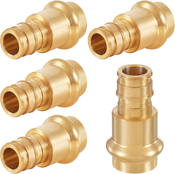 5-Pack HeSun Copper Press Fitting Adapter,1/2" PRESS X 1/2" PEX-A Expansion F1960 Coupling, LF Brass(PEX1960183)