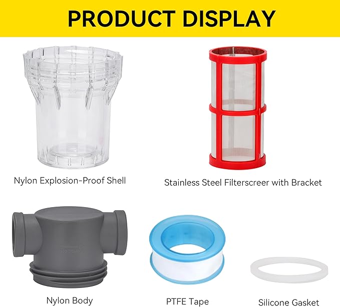 3/4'' Female NPT in-Line Strainer - Garden Hose Filter for High Pressure Washer, Sediment Filter with 200 Mesh Stainless Steel Screen (3/4'' 200 Mesh)