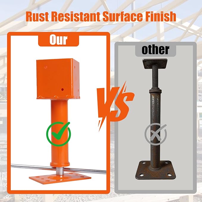 Adjustable Screw Jack Post 14.5"-18.7", Heavy Duty 3.9x3.9 House Jack with 24,700 lbs Support, Basement & Crawlspace Floor Jack Post for Leveling Beams, Comes with Work Gloves