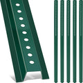 Gisafai 6 Pack 6 ft Tall U Channel Sign Steel Post with Green Enamel Coating Heavy Duty Metal Sign Post with Pre Drilled Holes for Easy Mounting