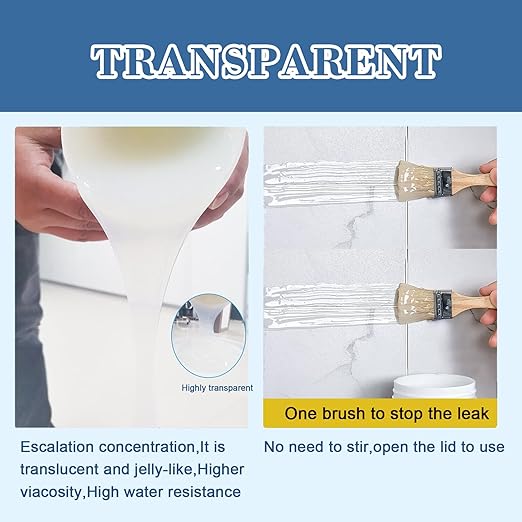 Waterproof Glue,Invisible Agent,Strong Waterproof Transparent Sealant,for Bathroom, Kitchen, Garden, Roofs, Walls (0.5, Kilograms)