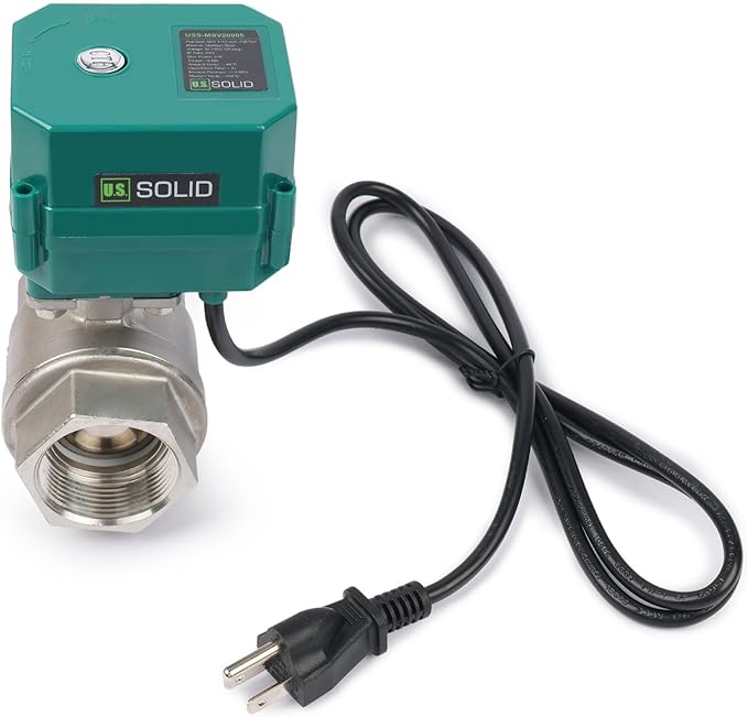 U.S. Solid 1-1/2" Motorized Ball Valve with US Plug 110VAC Stainless Steel Electrical Ball Valve,Auto Return, Normally Closed, IP65