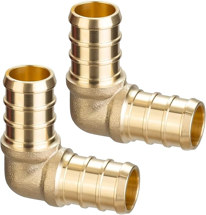 25 Pack 1/2" PEX 90 Degree Elbow Fittings, Lead-Free Brass Crimp Connectors NSF/UPC, for Plumbing Repairs