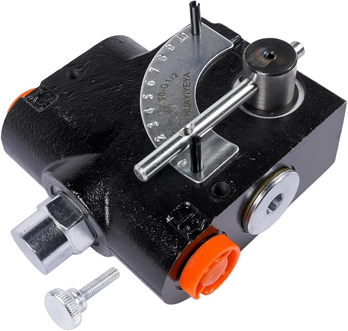 Hydraulic Adjustable Variable Flow Control Valve with Relief, 1/2'' NPT, 500 PSI-3000 PSI, 30GPM, Adjustable Ball Spring Relief Port, FCR51-1/2 PFC51-1/2
