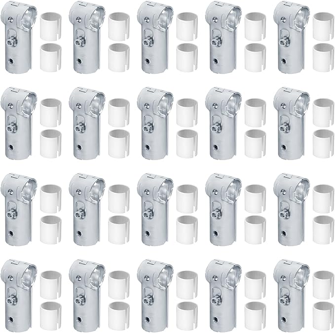 20 Sets T Pipe Connector Tee Clamp Fittings, Fits 1/2" EMT Conduit with PE Adapter Shims