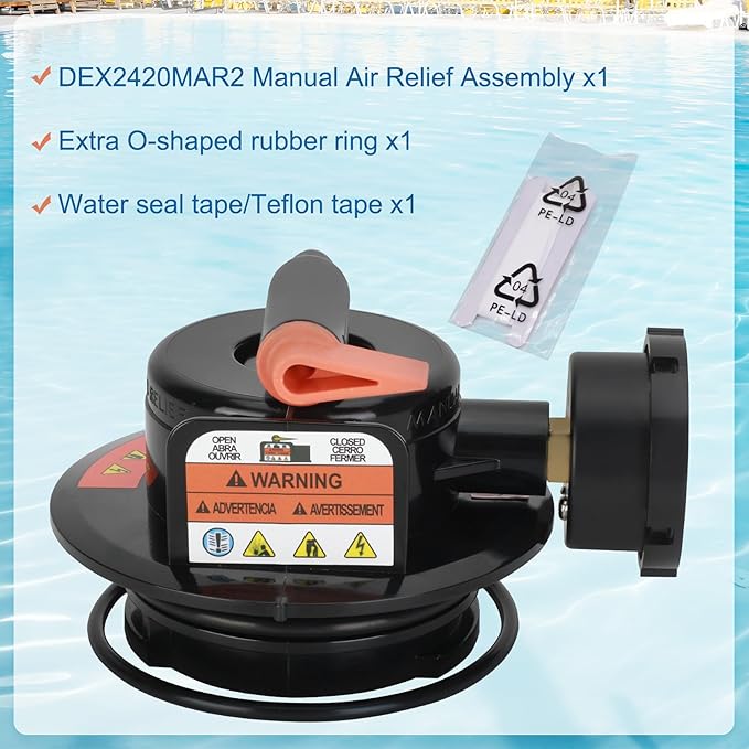 Miory DEX2420MAR2 Manual Air Relief Assembly, 2420MAR2 Air Relief Valve, Compatible with Pro Grid De Swimclear and Swim Clear Cartridge Filtersr, Replacement for DE and Cartridge Pool Filter