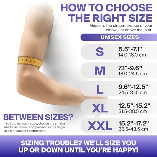 DR. BRACE® Elite Elbow Brace Support, Breathable Elbow Compression Sleeve with Gel Pad for Golfer's, Tennis Elbow & Tendonitis Treatment & Pain Relief 2024 (Purple-White, XX-Large)