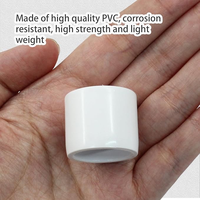 12 Pack 1/2 Inch PVC Cap, SCH40 PVC Pipe End Cap Fitting Furniture Grade PVC Pipe End Cap Plug Adapter, White PVC Pipe Plug Socket Fittings for Build PVC Furniture DIY Garden Shelf