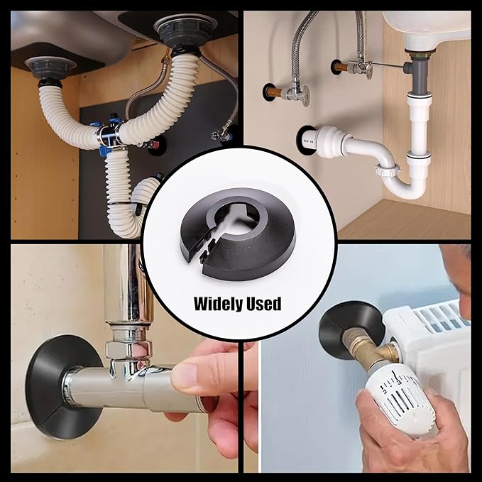 6 Pcs Fit 0.98 Inch Flange Water Pipe Cover Decoration black 25mm(0.98 Inch) Plastic PP escutcheon plate 0.98 inch Cover for Wall Pipe Tube Decoration