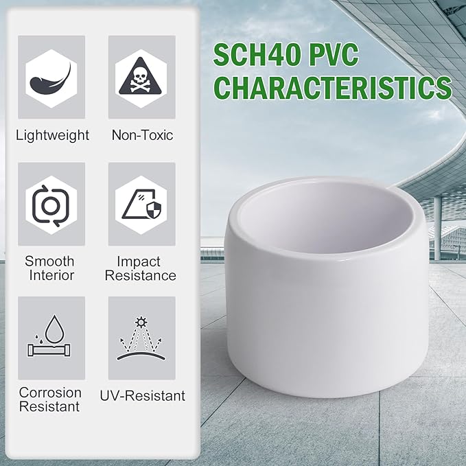SCH40 PVC Cap 3/4 Inch - Fit Standard 3/4" SCH40 PVC Pipes (OD Approx. 1.05"), Zernmiarder Furniture Grade Pipe Caps, White Pipe Cover Fittings for Plumbing, DIY, Garden & Furniture - 4 Pcs
