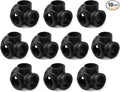 3/4" Black Painted 4-Way Side Outlet Tee, Home TZH 10-Pack 4-Way Corner Cast Black Malleable Iron Pipe Fitting for Industrial Pipe, Furniture and DIY Decoration (10, Black 3/4 Inch)