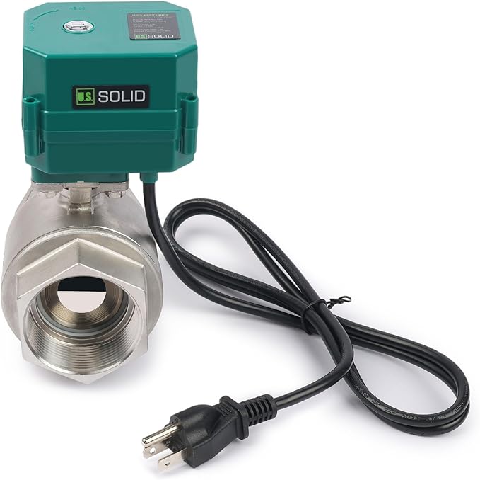 U.S. Solid 2" Motorized Ball Valve with US Plug 110VAC Stainless Steel Electrical Ball Valve,Auto Return, Normally Closed, IP65