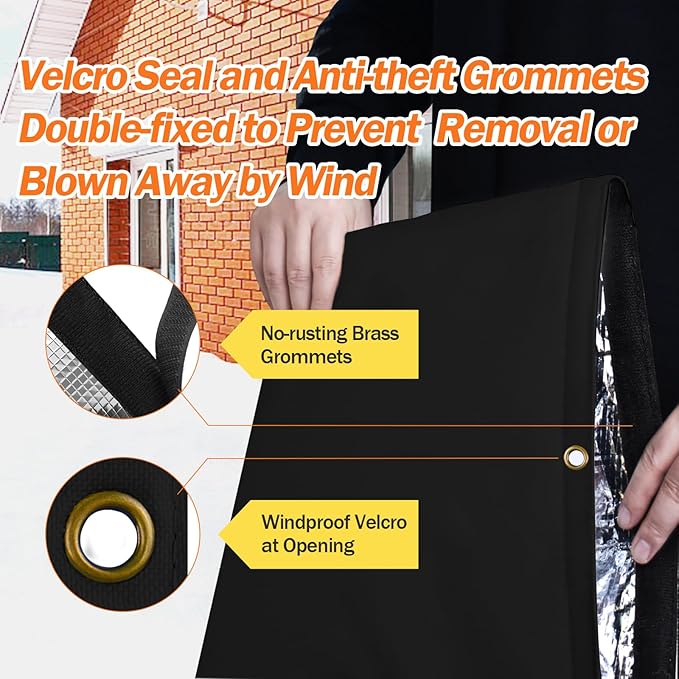 Backflow Preventer Pipe Insulation Cover (5°F) - Irrigation Sprinkler Valve Insulated Pouch - Water Well Pump Cover - Sturdy 5 Layers for Winter Freeze Protection, 16" W x 34" H, Black
