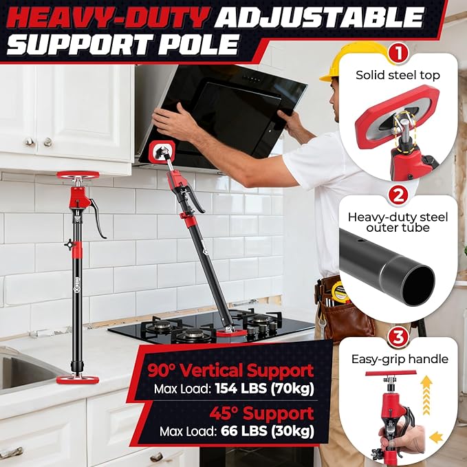 XINQIAO Cabinet Jacks for Installing Cabinets, Heavy Duty Third Hand Tools Adjustable Support Pole from 23.6 in to 45.3 in, 1 PC