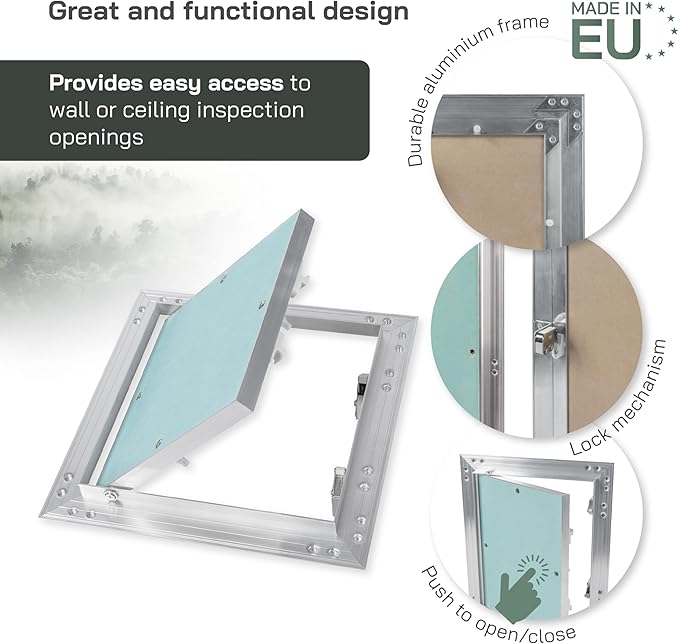 Vent Systems 8" x 8" Inch Aluminum Drywall Access Panel – Recessed Metal Square Inspection Door for Wall, Ceiling, Plumbing, HVAC System – Indoor Use for Home, Garage, Office Renovation or Repair
