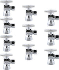 (10-Pack) Cyrret Angle Stop Shut off Valve 1/4 Quarter Turn 1/2-Inch FIP Inlet X 3/8-Inch OD Outlet, No Lead Brass Chromed, CUPC NSF AB1953 Approved