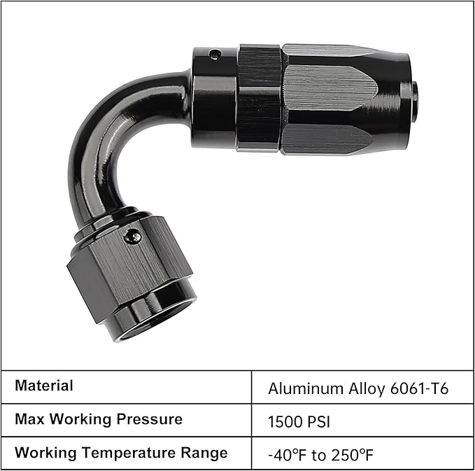 EVIL ENERGY 4AN Hose End Fitting 120 Degree Swivel for CPE Braided Fuel Hose Black