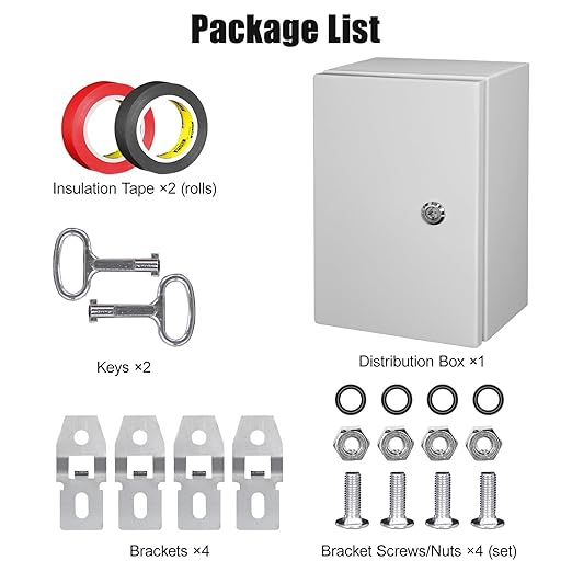 LeMotech Electrical Box 12 x 8 x 6 inch Steel Enclosure, IP66 Waterproof Dustproof Junction Box Wall-Mounted for Outdoor/Indoor Lockable with Equipment Mounting Plate