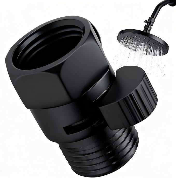 Shower Flow Control Valve G1/2 IPS Shower Head Shut Off Valve with Water Pressure Regulator for Moen Shower Valve, Toilet Valve, and Bidet Sprayer, Black