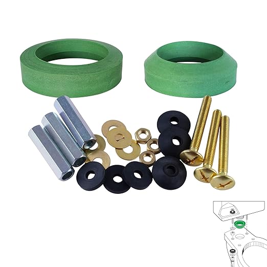3" Toilet Tank to Bowl Bolts & Gasket Kit, Fits for American Standard Champion 4 Toilet Parts AS738756-0070A, Solid Brass Toilet Repair Kit with 2PCS Gasket, Fits Most 3"-3.5" Flush Valve Tanks