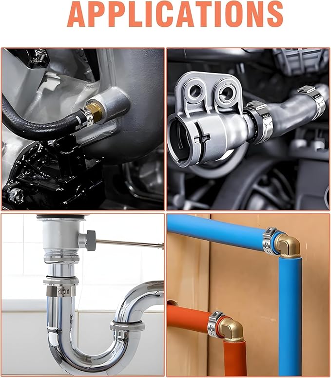 60pcs 3/4 inch PEX Cinch Clamps Rings, 304 Stainless Steel Single Ear Hose Clamps, Pex Crimp Rings for PEX Tubing Pipe Fitting Connections