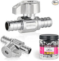 Pro 15-Pack EFIELD 1/4-Turn Straight Stop Valve, Pex Crimp 1/2" X 1/2" Pex, Chrome Plated LF Brass, ASTM F1807, Heavy Duty,(VALVE383)