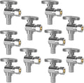 Hourleey 10 Pack Angle Stop Valve, Water Shut Off Valve 1/2" PEX x 3/8" OD Compression, Quarter Turn Chrome Plated Brass Valve