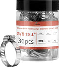 36 Pack 5/8'' - 1'' Worm Gear Hose Clamps, Adjustable Range 16-25mm 304 Stainless Steel Fuel Line Hose Clamps for Pipe, Plumbing, Automotive And Mechanical Application