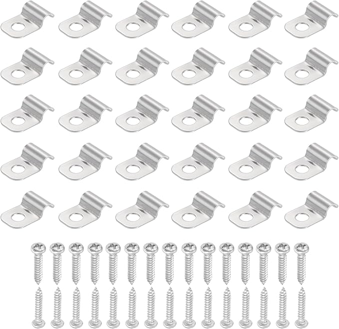 uxcell 50Pcs 4mm(3/16") One Hole Rigid Pipe Strap, 304 Stainless Steel Conduit Clamp Thicken U Bracket Heavy Duty Pipe Clamp with Self-Tapping Screws for Fixing Tube Cable, Silver