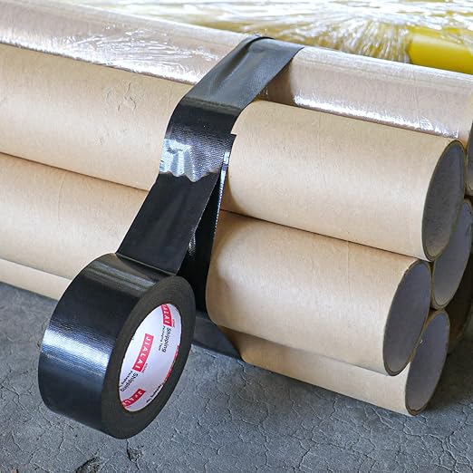 Black Heavy Duty Duct Tape, 2 inches x 30 Yards - 5 Pack, 8.27 mil Thickness, Strong, Flexible, No Residue, All-Weather and Tear by Hand - Bulk Value for Repairs