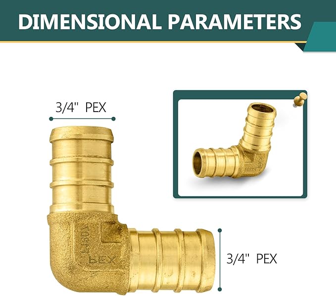 25-Pack PEX Fittings Niikappu 3/4"x3/4" Pex Elbow, Brass Crimp Pipe Fittings for PEX Pipes, ASTM F1807