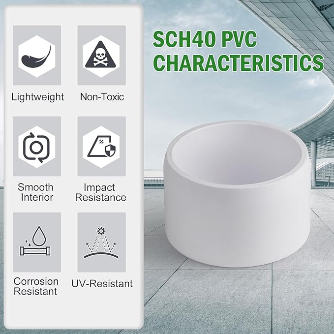 SCH40 PVC Cap 1 Inch - Fit Standard 1" SCH40 PVC Pipes (OD Approx. 1.315"), Zernmiarder Furniture Grade Pipe Caps, White Pipe Cover Fittings for Plumbing, DIY, Garden & Furniture - 4 Pcs