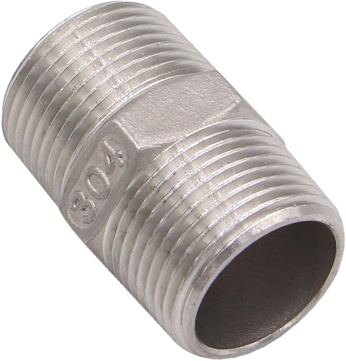 Hex Nipple 3/4 Inch Male NPT - DERPIPE Stainless Steel 304 Threaded Pipe Fitting for Brew Kit, Home Piping Application(Pack of 2)
