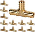 PEX Fittings 1/2 Inch, 12PCS Tee Lead-Free Brass Connectors for PEX B Pipe, NSF UPC Certified, ASTM F1807, Compatible with Crimp/Clamp Rings (Hot/Cold Water, Hydronic Heating)